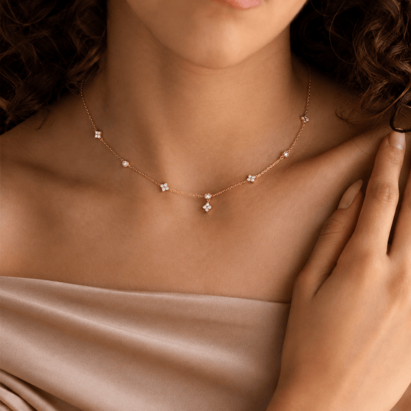 0644778d-5b96-4a5f-97aa-b2d2f5d8b620 Elegant Delicate Zircon Four-leaf Clover Flower Sparkling Party Jewelry Gift Casual Necklace