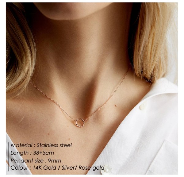 H0f49a0a9d4b348799e414f07d204a6aal.webp Hollow Circle Trendy Dainty Stainless Steel Charms Pendant Necklace