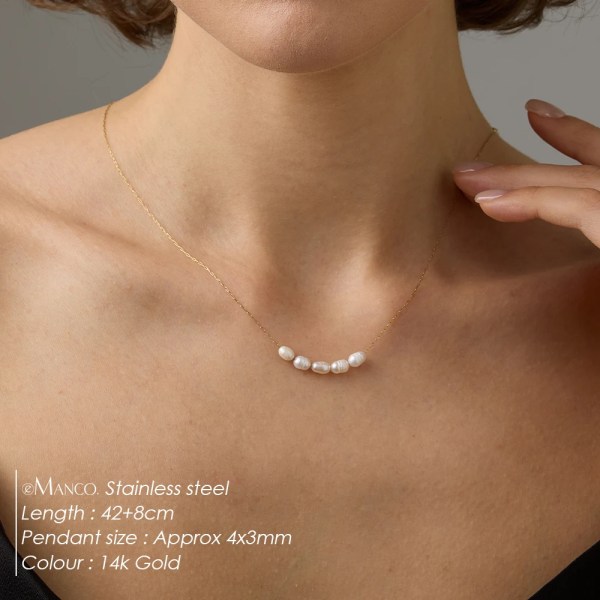 H97e2f6c11a3145db8125d5df84b1a4a43.webp Stainless Steel Curved Freshwater Pearls Minimalist Link Chain Pendant Necklace