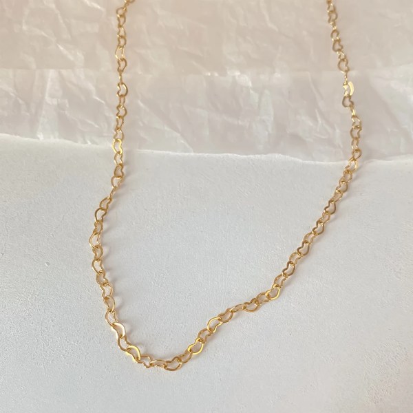 H9b1ab7a916dc4400b3181b6f54f5fcfcp.webp Stainless Steel Heart Link Gold Chain Plated Heart Choker Necklace