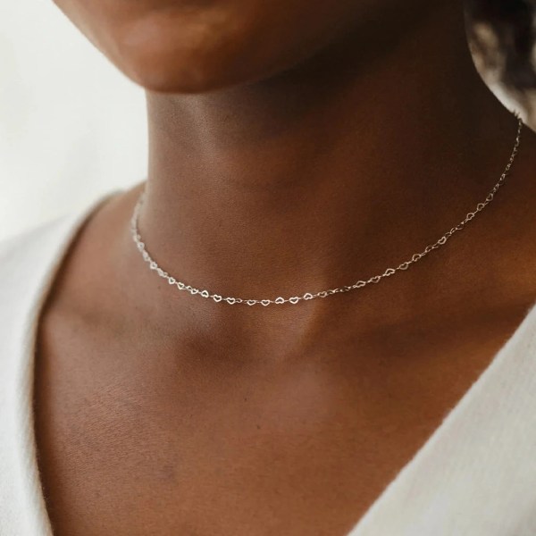 Hb6a8a7afe327413ba8b4c867e33bb25fC-1.webp Stainless Steel Heart Link Gold Chain Plated Heart Choker Necklace