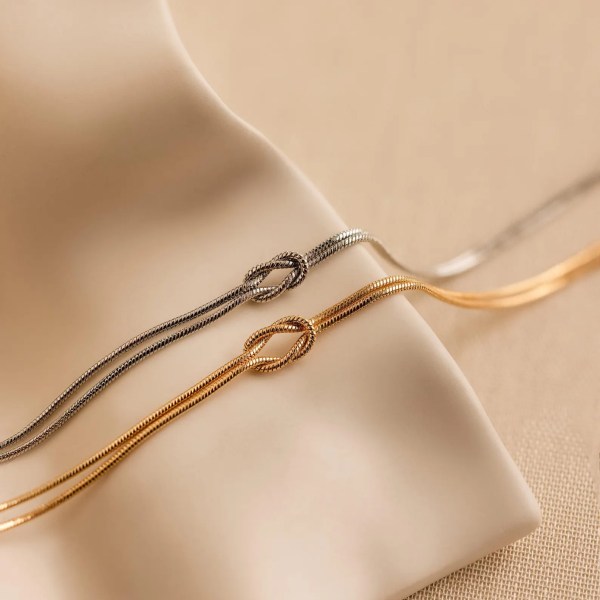 il_1588xN.8285049072_ofke Stainless Steel Gold Plated Couple Bracelet Classic Round Snake Chain Knotted Simple