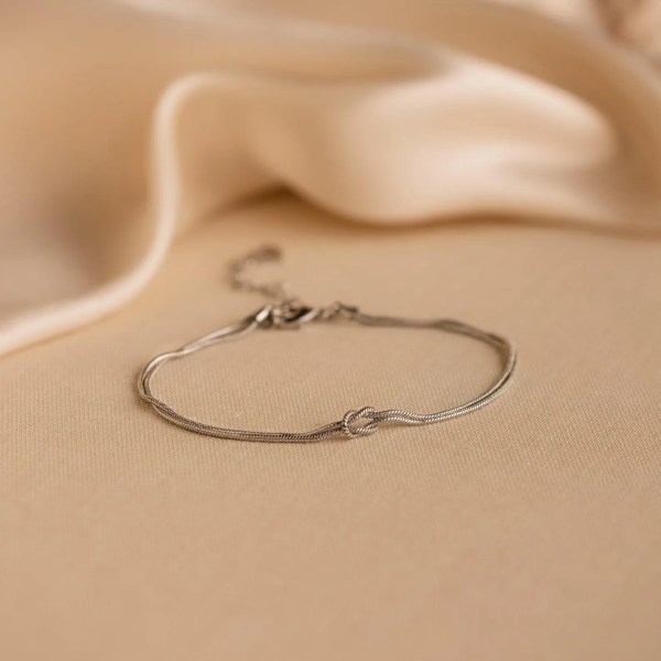 il_1588xN.8332963063_9y0v Stainless Steel Gold Plated Couple Bracelet Classic Round Snake Chain Knotted Simple