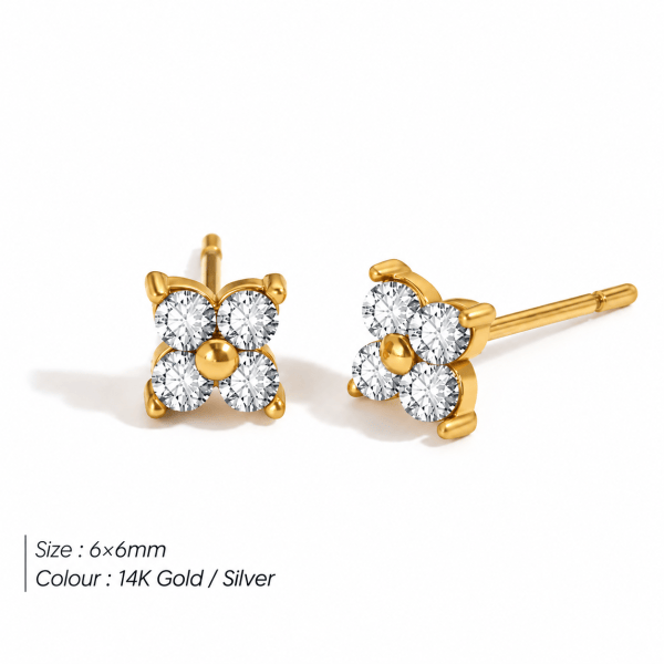 ChatGPT Image Sep 10, 2026, 01_38_49 PM 6MM Gold Plated Stainless Steel Channel Set Flower Stud Earrings Mini Dainty Women's Trendy Minimalist Simple Style Party