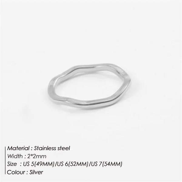 H26b2b5c782364f3bbd91a5a5cdd0ed95B.webp Irregular Wave Rings Trendy Simple Geometric Handmade Jewelry for Women Couple