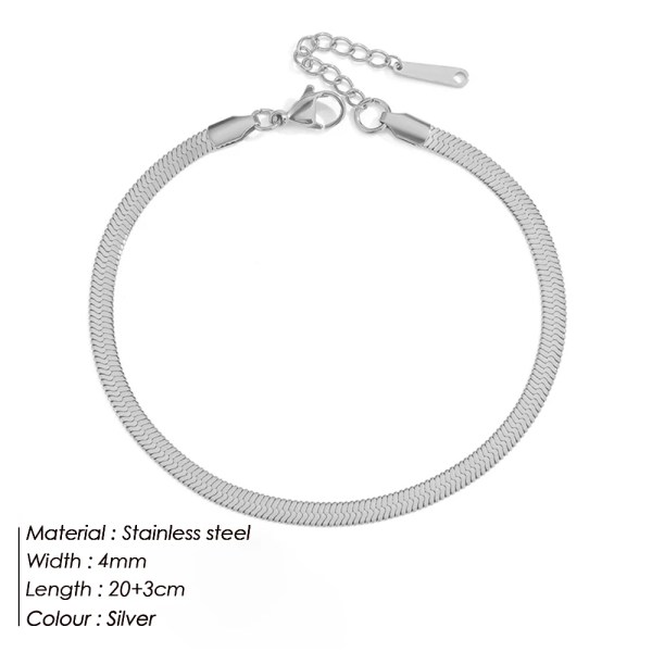 H3193be590a024324839aacdbe7cc0bb1p.webp Silver Color Snake Chain Anklet Women Beach Chain Anklet Gifts Stainless Steel Men's Blade Chain
