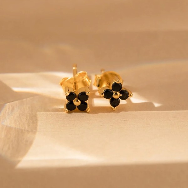 H3919249e36734e79a03b2566ac3bda421.webp 6MM Gold Plated Stainless Steel Channel Set Flower Stud Earrings Mini Dainty Women's Trendy Minimalist Simple Style Party