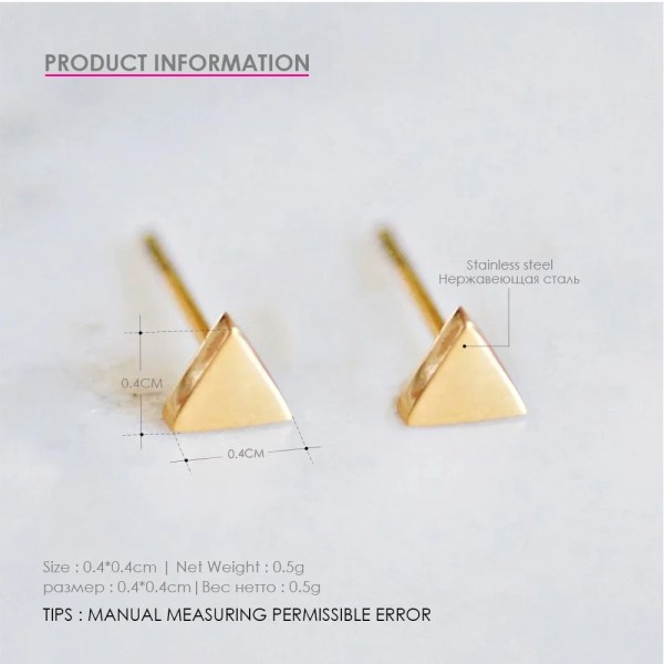 H3eb96b21d54d40a7a3fed117b0f96cdac.webp Premium Classic 14K Gold Plated Stainless Steel Stud Earrings Women Glossy Triangle Simple Charm Jewelry