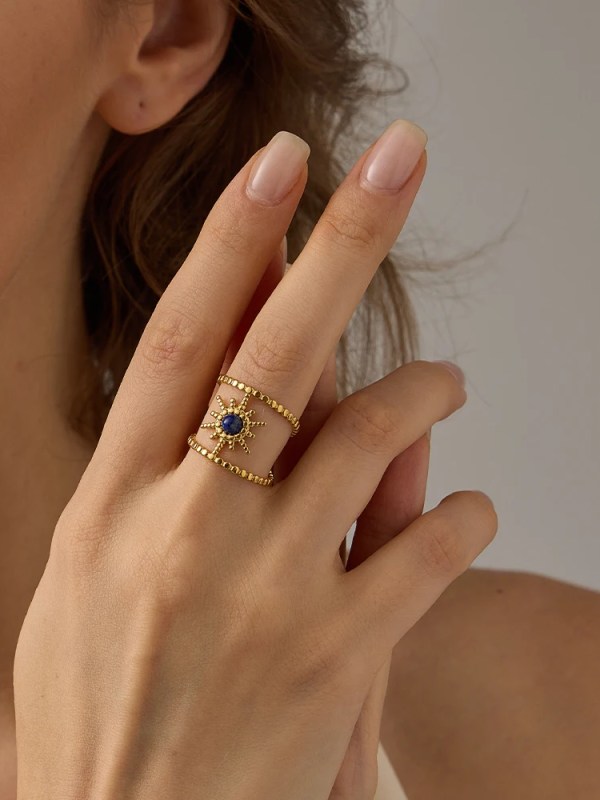 H55e79e4570fb4b27b981499a74f9dd9aP.webp Ring Ins Multi-layer Hollowed-out Wide Luxurious Sunflower Ring Fashionable Women's Exaggerated Personalized Ring