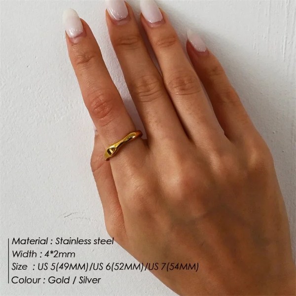 H67d9674f74944d6e8eb86c12d6dd2d036.webp Irregular Wave Rings Trendy Simple Geometric Handmade Jewelry for Women Couple