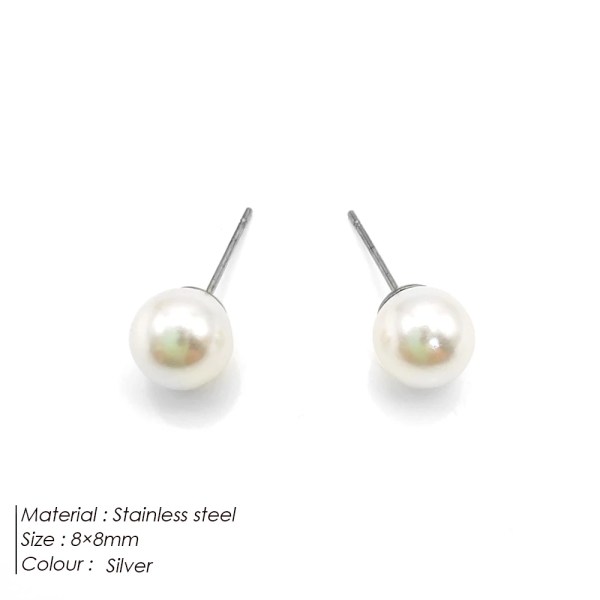 H6acfa00d40f046bda2b10291b64d5337V.webp Trendy Stainless Steel Ball Shape Simulated Pearl Stud Earrings for Women-Party Occasion