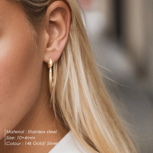 H7741841eb5d04e0ca278d357b01315081.webp Waterdrop Piercing Earrings 316 Stainless Steel Round Smooth Chunky Earrings Wholesale