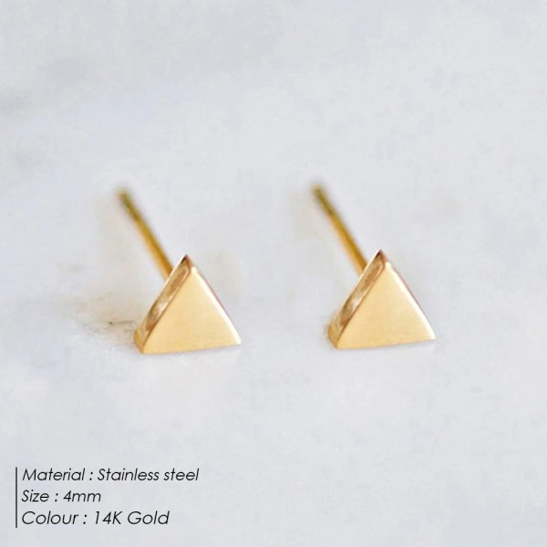 H98e4a24e419945268db7374f9d4b37abS.webp Premium Classic 14K Gold Plated Stainless Steel Stud Earrings Women Glossy Triangle Simple Charm Jewelry