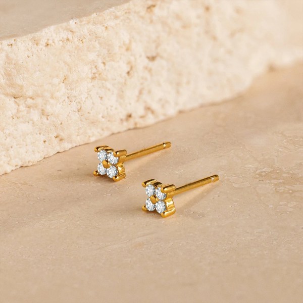 Hd0a7bf3b0bc641698147de3ca9a88f2fM.webp 6MM Gold Plated Stainless Steel Channel Set Flower Stud Earrings Mini Dainty Women's Trendy Minimalist Simple Style Party