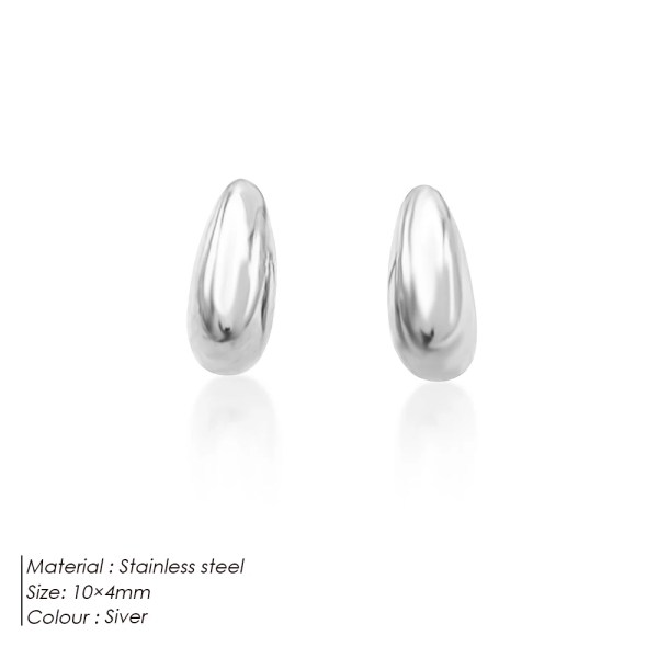 Heb193843309e4d17af6d1792dc05ec049.webp Waterdrop Piercing Earrings 316 Stainless Steel Round Smooth Chunky Earrings Wholesale