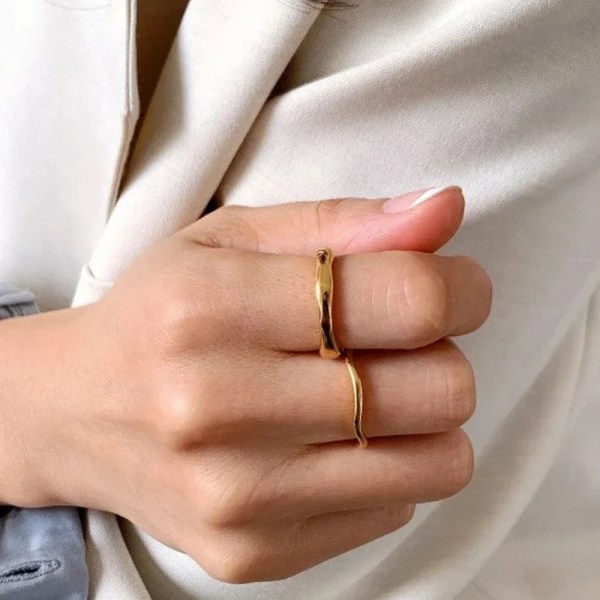 Hfc2c3748a4e64c3d94459e721d311aaef.webp Irregular Wave Rings Trendy Simple Geometric Handmade Jewelry for Women Couple